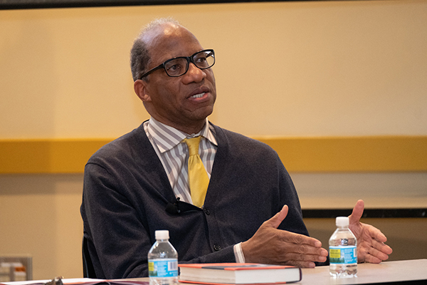Haygood talks to Miami students on campus.
